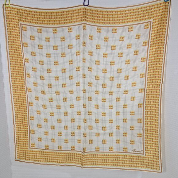 Vintage 50s Yellow Brown Plaid Anytime Hanky Original Tag Burnel - Picture 2 of 5